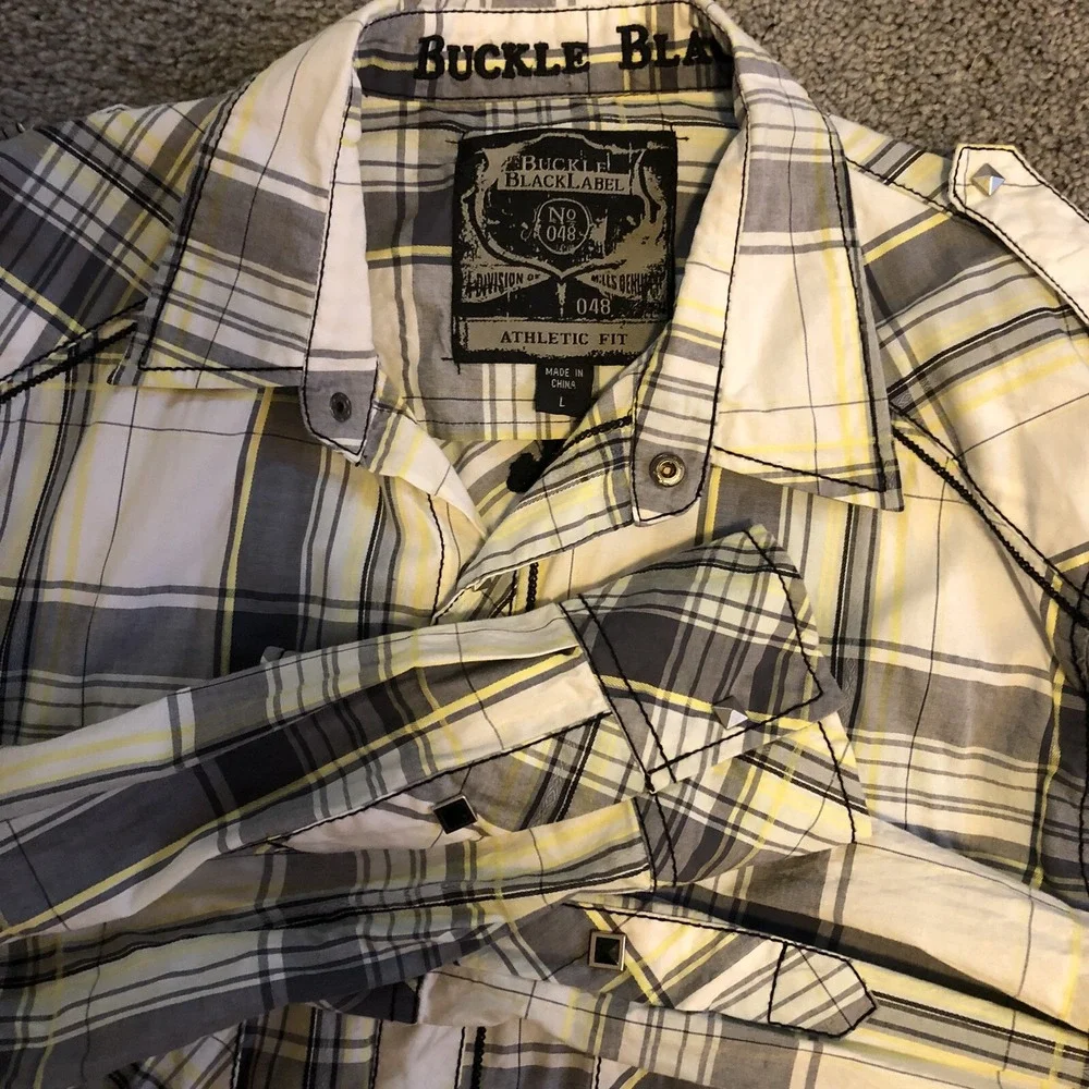 Buckle Black Label Men's - Size Large - Plaid - Long Sleeve Snap Button - Shirt
